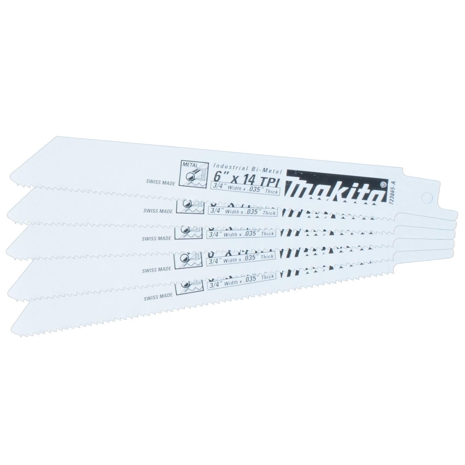6" RECIP SAW BLADE 5PK 14TPI- SKU# MAK-723065-A-5