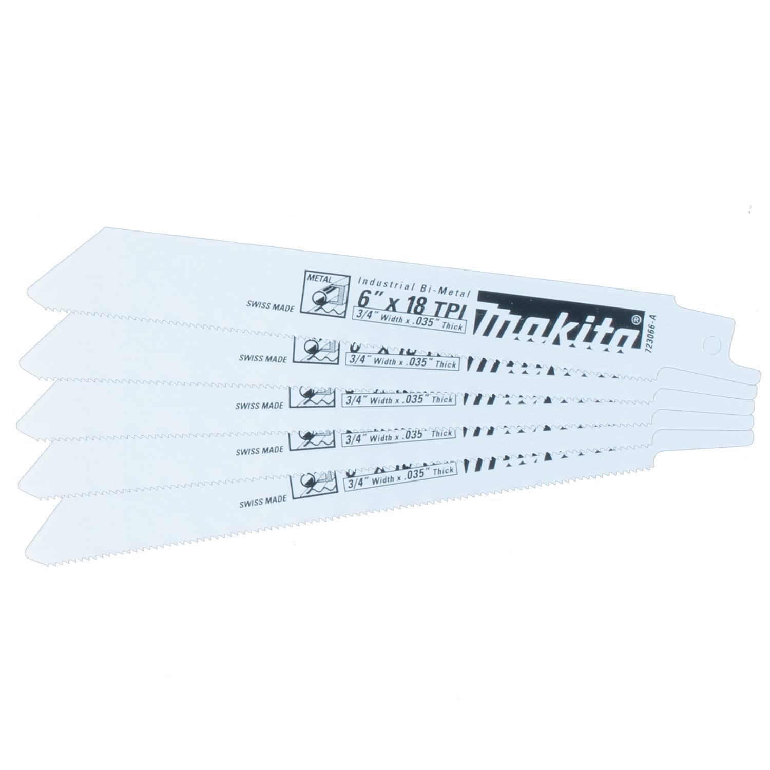 6" RECIP SAW BLADE 5PK 18TPI- SKU# MAK-723066-A-5